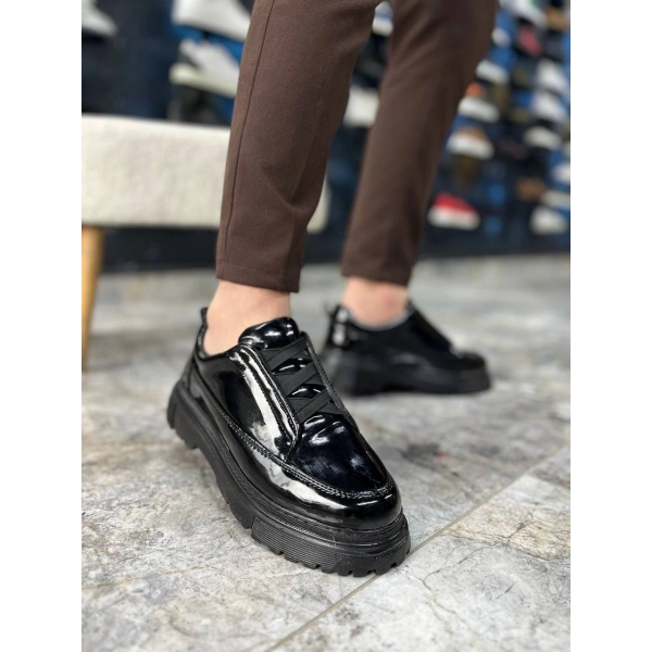 KB-703 Kuback Kömür Rugan Lastikli Günlük Erkek Ayakkabı