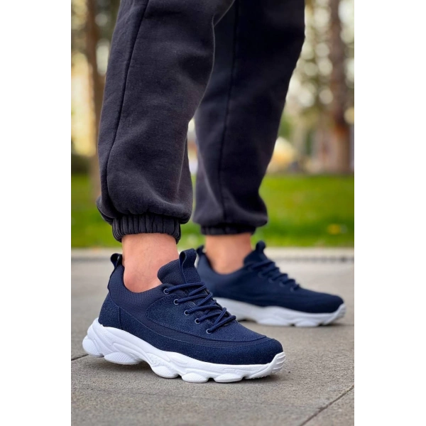 KB-707  Kuback Lacivert Süet Yüksek Taban Bağcıklı Günlük Erkek Ayakkabı