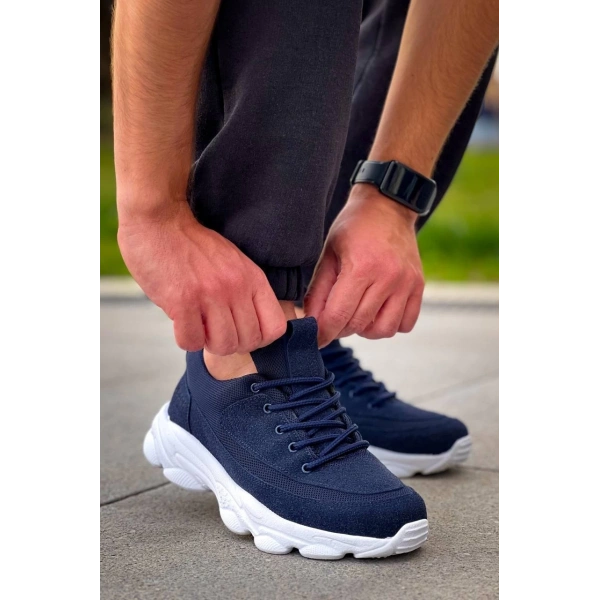 KB-707  Kuback Lacivert Süet Yüksek Taban Bağcıklı Günlük Erkek Ayakkabı