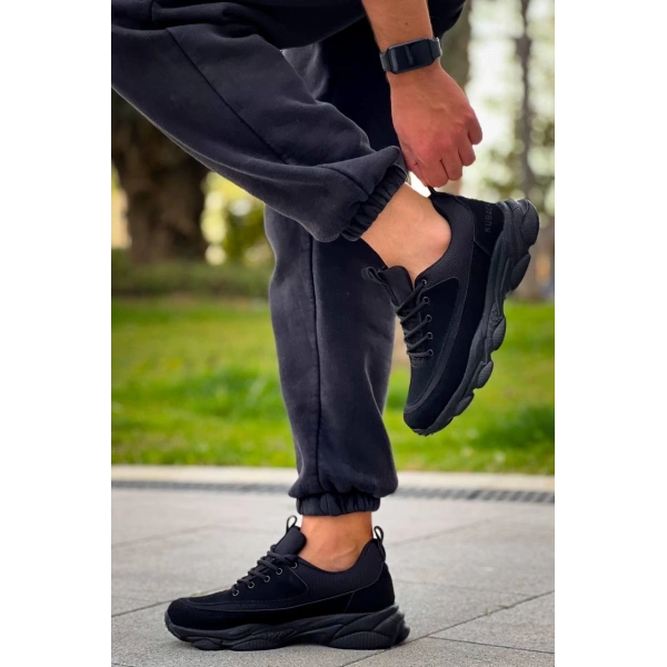 KB-707  Kuback  Siyah Süet Siyah Yüksek Taban Bağcıklı Günlük Erkek Ayakkabı