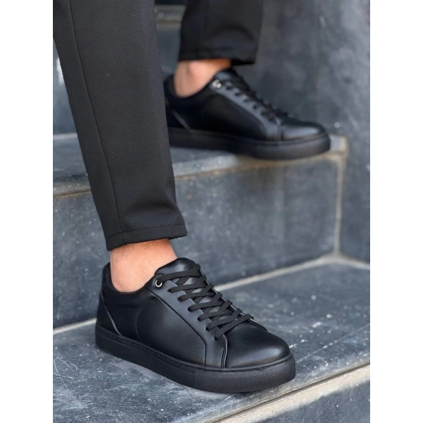 KB-BX1  Kuback Siyah Cilt Yüksek Siyah Taban Günlük Erkek Ayakkabı
