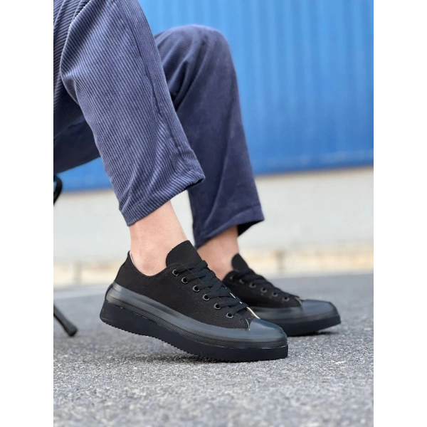 KB-CX-3 Kuback Kısa Siyah Keten Siyah Yüksek Taban Spor Ayakkabı