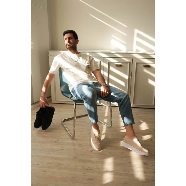 KB-M101 Kuback Bej Triko Bağcıklı Günlük Erkek Ayakkabı