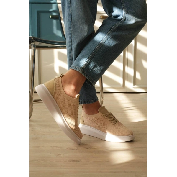 KB-M101 Kuback Bej Triko Bağcıklı Günlük Erkek Ayakkabı