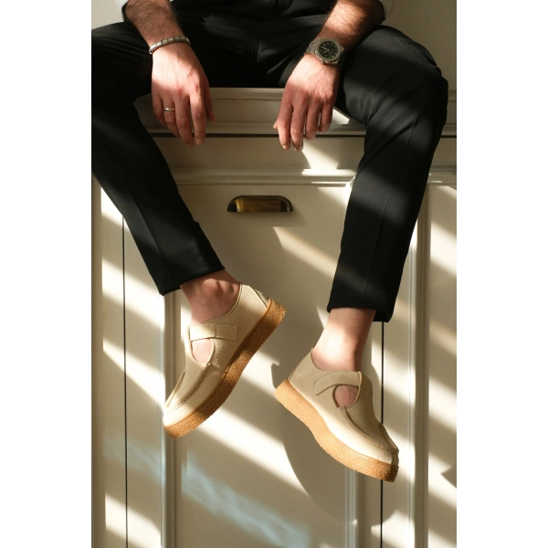 KB-T30 Kuback Bej Kahve Taban Günlük Erkek Sandalet