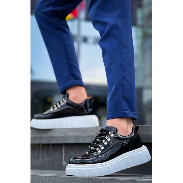 KB-X10 Kuback Siyah Rugan Beyaz Yüksek Taban Günlük Spor Ayakkabı