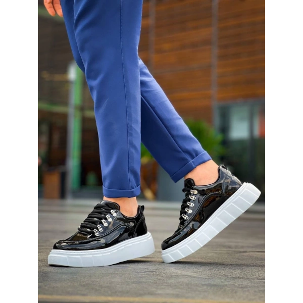 KB-X10 Kuback Siyah Rugan Beyaz Yüksek Taban Günlük Spor Ayakkabı