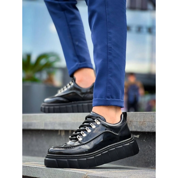 KB-X10 Kuback Siyah Rugan Siyah Yüksek Taban Günlük Spor Ayakkabı