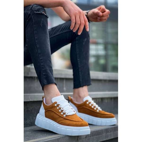 KB-X10 Kuback Taba Süet Beyaz Yüksek Taban Günlük Spor Ayakkabı