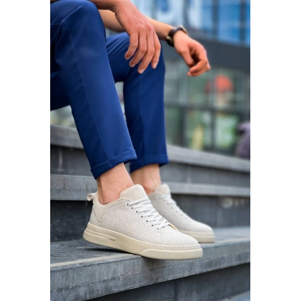 KB-X204 Kuback Bej Keten Bej Yüksek Taban Günlük Erkek Spor Ayakkabı