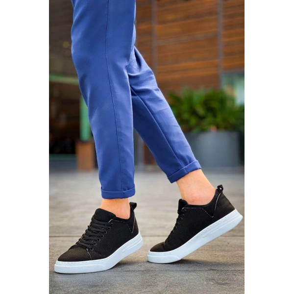 KB-X204 Kuback Siyah Keten Beyaz Yüksek Taban Günlük Erkek Spor Ayakkabı