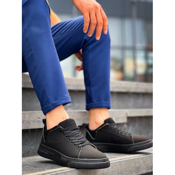 KB-X204 Kuback Siyah Keten Siyah Yüksek Taban Günlük Erkek Spor Ayakkabı