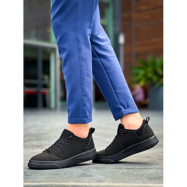 KB-X204 Kuback Siyah Keten Siyah Yüksek Taban Günlük Erkek Spor Ayakkabı