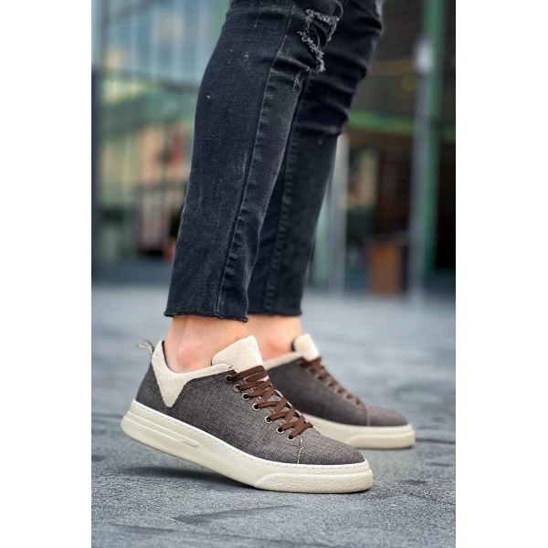 KB-X204 Kuback Taba Bej Keten Bej Yüksek Taban Günlük Erkek Spor Ayakkabı