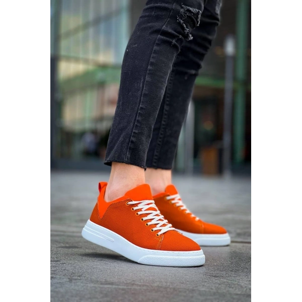 KB-X204 Kuback Turuncu Keten Beyaz Yüksek Taban Günlük Erkek Spor Ayakkabı