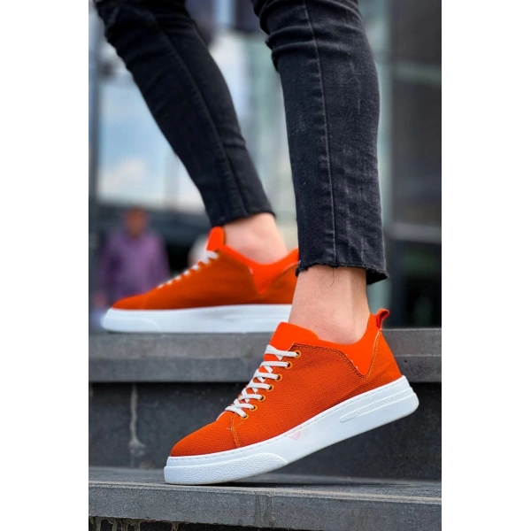 KB-X204 Kuback Turuncu Keten Beyaz Yüksek Taban Günlük Erkek Spor Ayakkabı