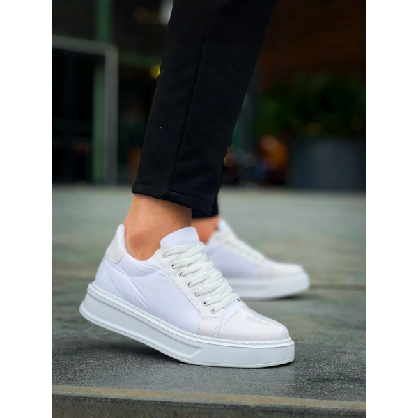 KB-X46 Kuback Beyaz Rugan Yüksek Beyaz Taban Günlük Spor Ayakkabı