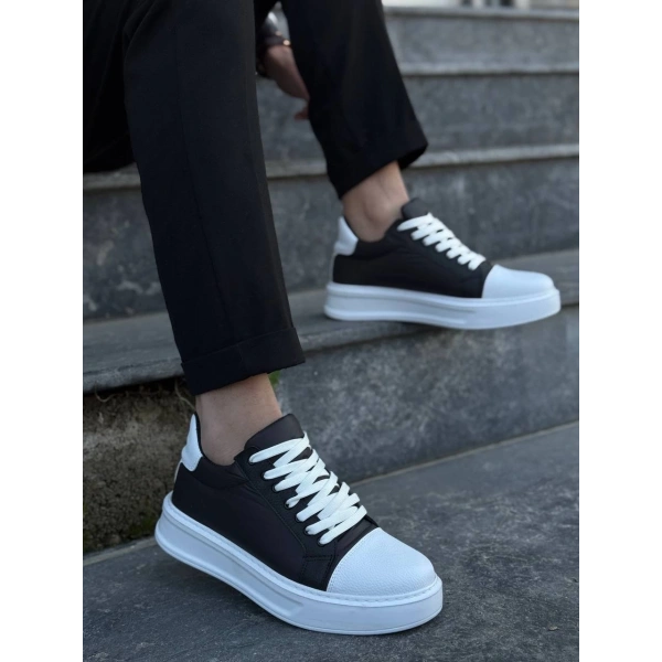 KB-X46 Kuback Siyah Beyaz Yüksek Beyaz Taban Günlük Spor Ayakkabı