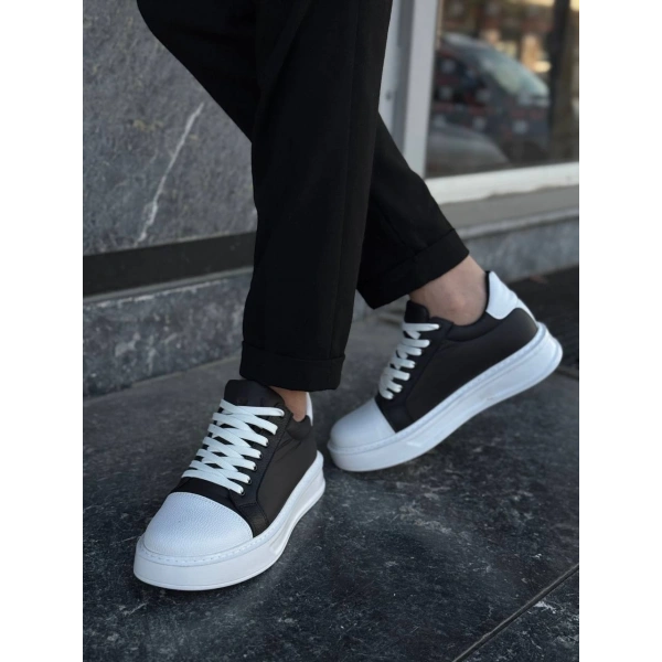 KB-X46 Kuback Siyah Beyaz Yüksek Beyaz Taban Günlük Spor Ayakkabı