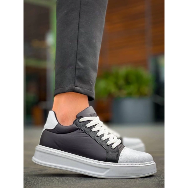 KB-X46 Kuback Siyah Beyaz Yüksek Beyaz Taban Günlük Spor Ayakkabı