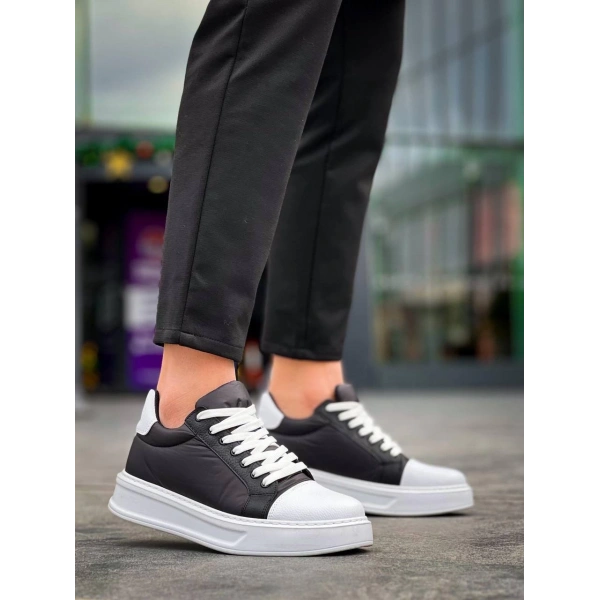 KB-X46 Kuback Siyah Beyaz Yüksek Beyaz Taban Günlük Spor Ayakkabı