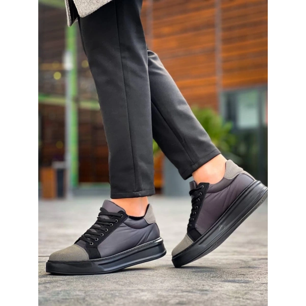 KB-X46 Kuback Siyah Gri Yüksek Siyah Taban Günlük Spor Ayakkabı