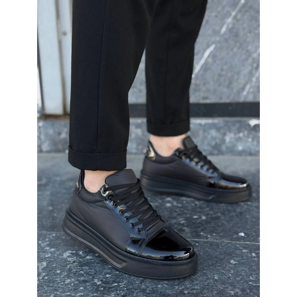 KB-X46 Kuback Siyah Rugan Yüksek Siyah Taban Günlük Spor Ayakkabı