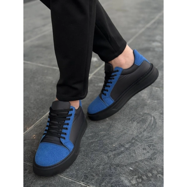 KB-X46 Kuback Siyah Sax Mavi Yüksek Siyah Taban Günlük Spor Ayakkabı