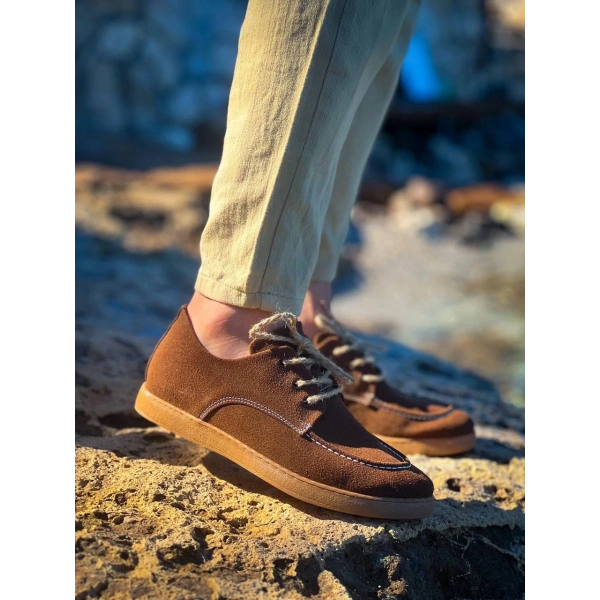 KB-X5 Kuback Kahve Süet Bağcıklı  Günlük Erkek Ayakkabı