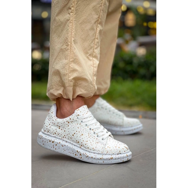 KB-X500  Kuback Beyaz Gold  Bağcıklı  Günlük Erkek  Ayakkabı