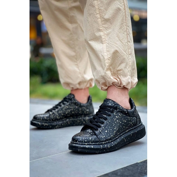 KB-X500  Kuback Siyah Gold  Bağcıklı  Günlük Erkek  Ayakkabı