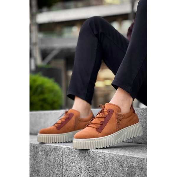 KB-X502  Kuback Taba Süet Yüksek Bej Taban Bağcık Detaylı Lastikli Günlük Erkek Ayakkabı