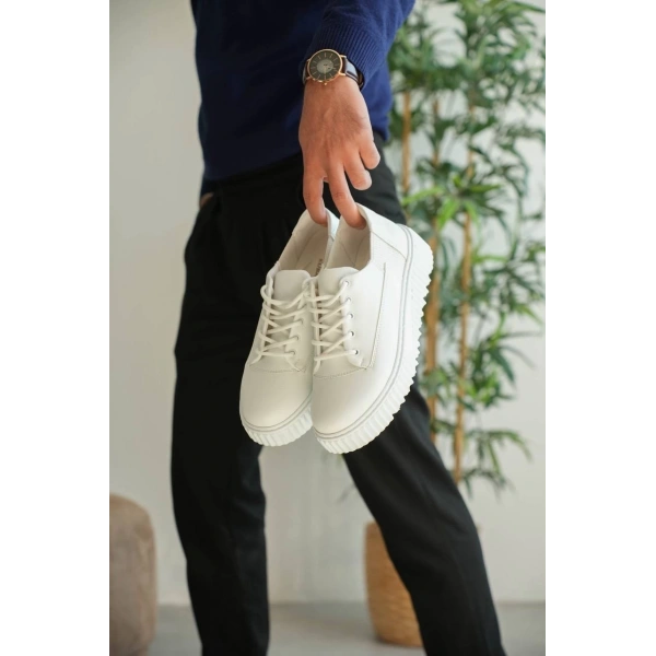 KB-X516 Kuback Beyaz Cilt Günlük Erkek Ayakkabı