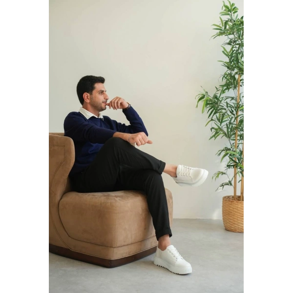 KB-X516 Kuback Beyaz Cilt Günlük Erkek Ayakkabı