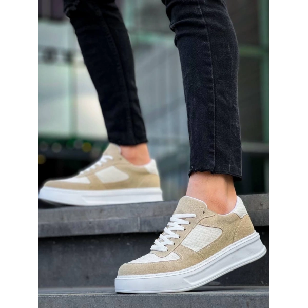 KB-X8 Kuback Bej Keten Süet Yüksek Taban Günlük Spor Ayakkabı