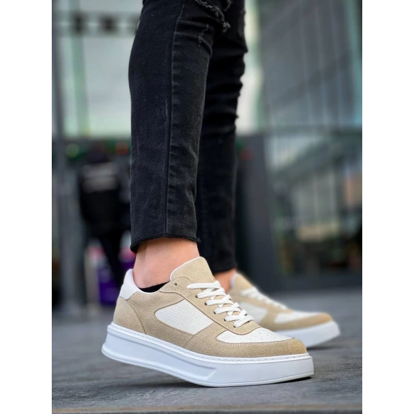 KB-X8 Kuback Bej Keten Süet Yüksek Taban Günlük Spor Ayakkabı