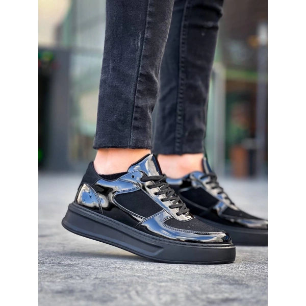 KB-X8 Kuback Siyah Rugan Yüksek Siyah Taban Günlük Spor Ayakkabı