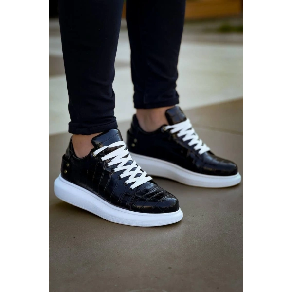 KB047  Kuback SİYAH Crocodile Günlük Erkek  Ayakkabı