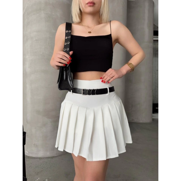 Kemerli pikseli şort etek