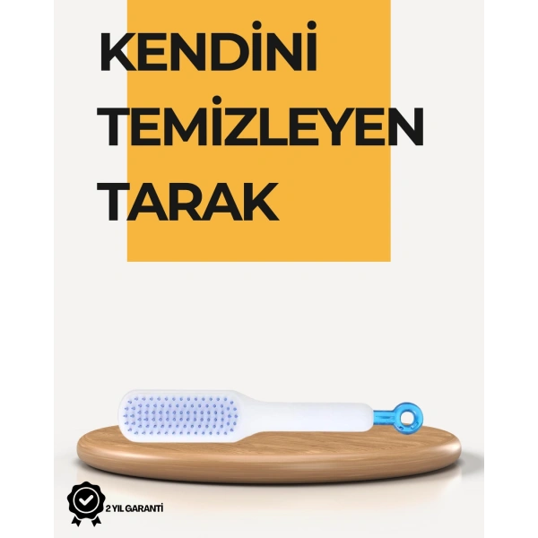 Kendi Kendini Temizleyen Saç Tarağı – Anti-Statik, Silikon Uçlu, ABS Malzeme, 22x4 cm