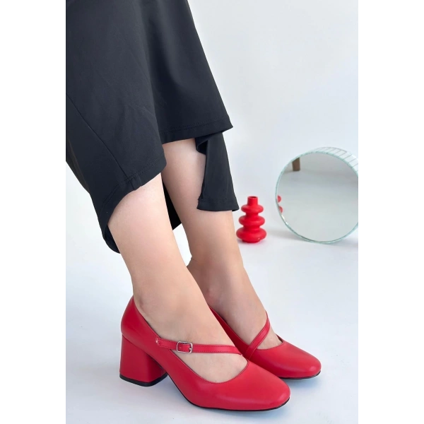 Kier Kırmızı Cilt Topuklu Ayakkabı