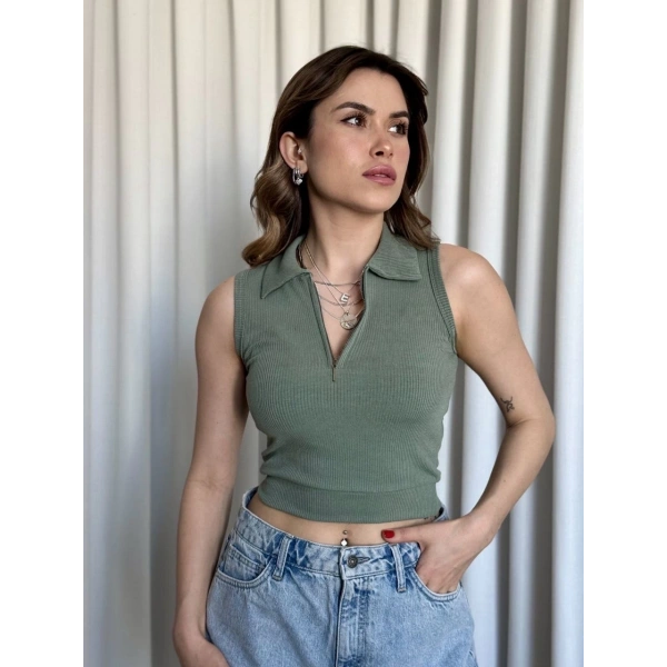 Kısa fermuarlı crop