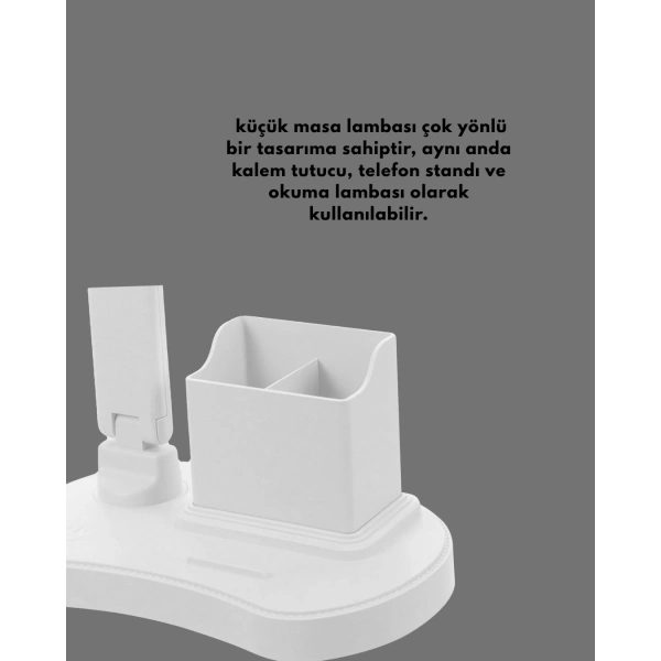 Kısılabilir LED Masa Lambası – Kalemlik, Telefon Standı ve Okuma Işığı Bir Arada