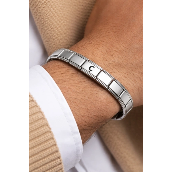 Kişiye Özel Ç Harfli Çelik Bileklik – Paslanmaz Çelik İtalyan Model Harfli Bilezik