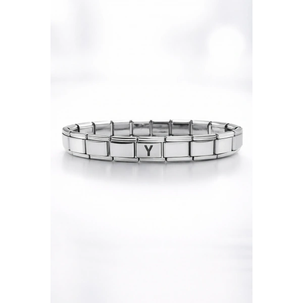Kişiye Özel Y Harfli Çelik Bileklik – Paslanmaz Çelik Bileklik, Zarif Minimal Harf Bileklik