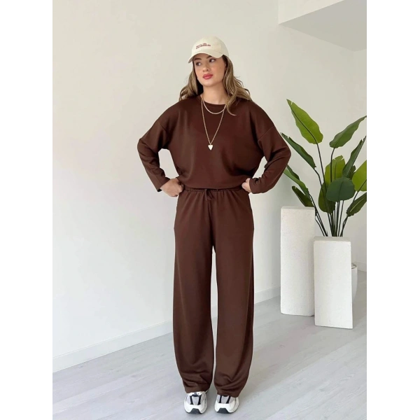 Kollu modal takım kahve