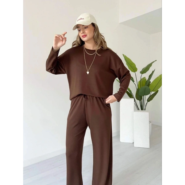 Kollu modal takım kahve