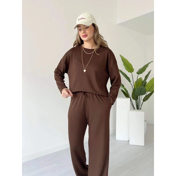 Kollu modal takım kahve