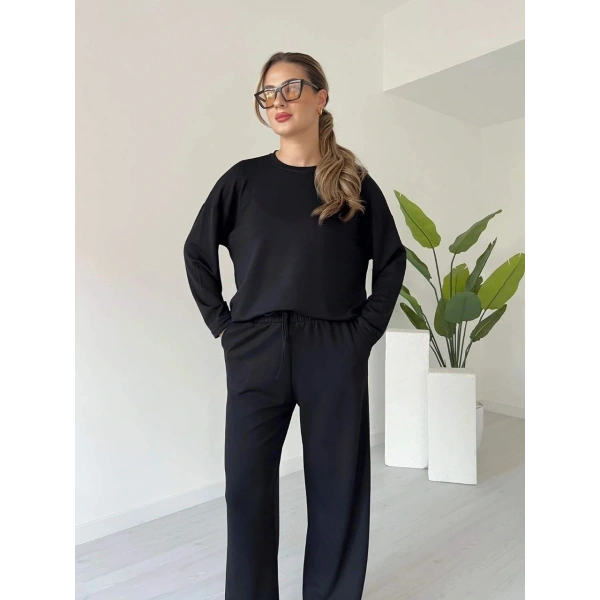 Kollu modal takım siyah