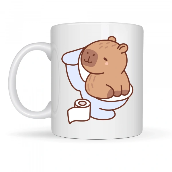 Komik Kapibara Tuvalet Tasarımlı Porselen Kupa MODEL 105 – Eğlenceli Kahve Kupası , Ofis & Ev İçin Mizahi Hediye
